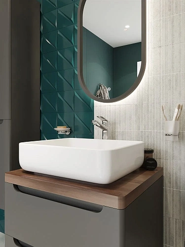 Тумба с раковиной STWORKI Берген 60 серая со светлой столешницей, Soul 1 549454 Тумба с раковиной STWORKI Берген 60 серая со светлой столешницей, Soul 1 549454