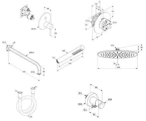 Душевая система Kludi BOZZ 386585376 встраиваемая, брашированное золото Душевая система Kludi BOZZ 386585376 встраиваемая, брашированное золото