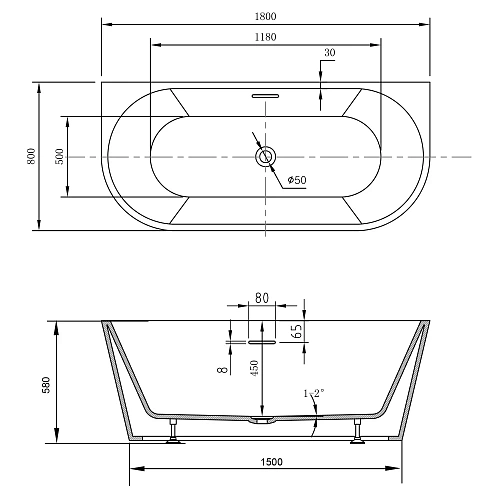 Акриловая ванна ABBER AB9503-1.8 белая Акриловая ванна ABBER AB9503-1.8 белая