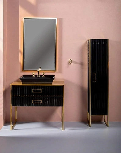 Шкаф-пенал Armadi Art MONACO 868-BG-R черный глянец + золото R Шкаф-пенал Armadi Art MONACO 868-BG-R черный глянец + золото R