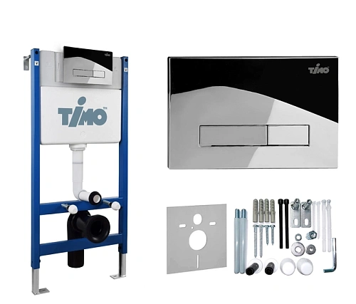 Комплект унитаза Timo INARI TWC-01+FP-003+TK-503 белый с инсталляцией, клавишей смыва INARI хромированная с шумоизоляцией и креплениями Комплект унитаза Timo INARI TWC-01+FP-003+TK-503 белый с инсталляцией, клавишей смыва INARI хромированная с шумоизоляцией и креплениями