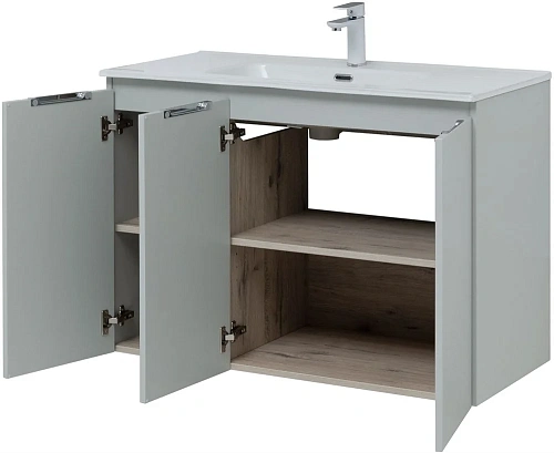 Тумба под раковину Aquanet Алвита New 100 3 дверцы, серый 00277532 Тумба под раковину Aquanet Алвита New 100 3 дверцы, серый 00277532