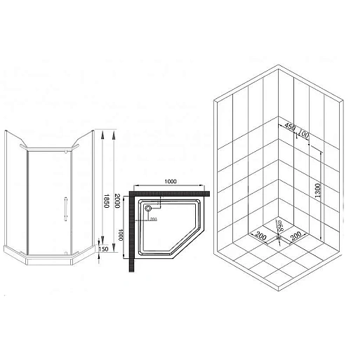 Душевой уголок Esbano (ESUGR8170) ESR-8170 100х100х200 Душевой уголок Esbano (ESUGR8170) ESR-8170 100х100х200