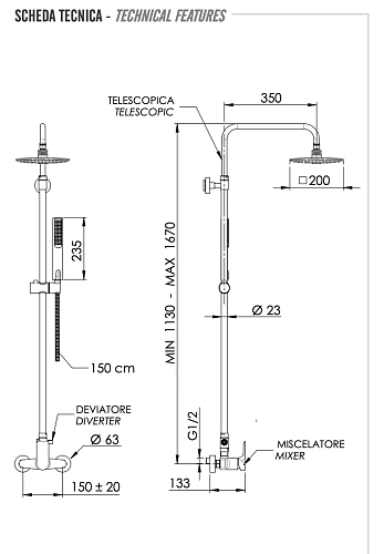 Душевая система Remer Infinity I37A7RV54QI Душевая система Remer Infinity I37A7RV54QI