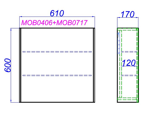 Корпус зеркального шкафа 60 см AQWELLA Mobi MOB0406 Корпус зеркального шкафа 60 см AQWELLA Mobi MOB0406