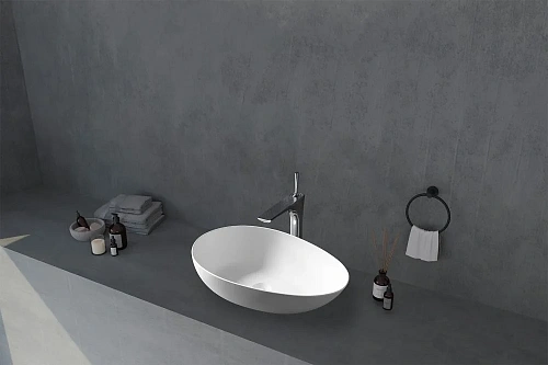 Раковина ABBER Stein AS2615 накладная, белая матовая Раковина ABBER Stein AS2615 накладная, белая матовая