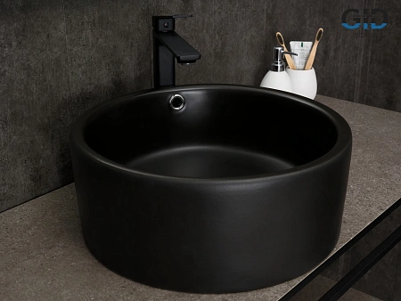 Раковина Gid N9130bg 53382 накладная черная графит 41.5x41.5x16.5