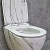 Унитаз подвесной CeramaLux 2213-K белый мрамор с крышкой микролифт Унитаз подвесной CeramaLux 2213-K белый мрамор с крышкой микролифт