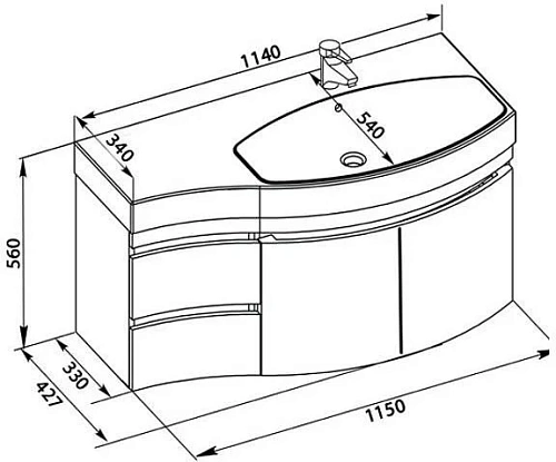Тумба под раковину Aquanet Опера 115 R белый (2 дверцы 2 ящика) 00169654 Тумба под раковину Aquanet Опера 115 R белый (2 дверцы 2 ящика) 00169654