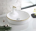Раковина CeramaLux D1306H011 накладная, белый/золото Раковина CeramaLux D1306H011 накладная, белый/золото