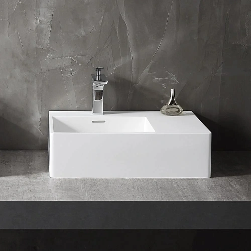 Раковина ABBER Stein AS2644 L подвесная, белая матовая Раковина ABBER Stein AS2644 L подвесная, белая матовая