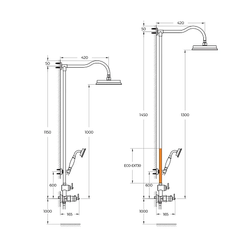 Душевая система CEZARES LIBERTY-F-CD-T-01 термостатическая, с ручным и верхним душем, хром Душевая система CEZARES LIBERTY-F-CD-T-01 термостатическая, с ручным и верхним душем, хром