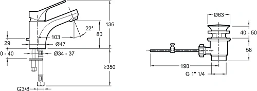 Смеситель для раковины Jacob Delafon Brive E75759-CP с донным клапаном Смеситель для раковины Jacob Delafon Brive E75759-CP с донным клапаном