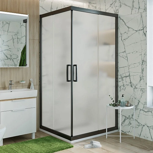 Душевой уголок STWORKI Дублин 100x100 см профиль черный матовый, стекло матовое 465034 Душевой уголок STWORKI Дублин 100x100 см профиль черный матовый, стекло матовое 465034