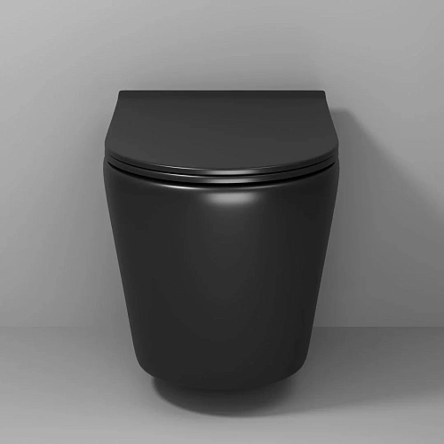 Унитаз подвесной GROSSMAN GR-4478BMS Fly 520x360x350 черный матовый безободковый с тонкой крышкой Унитаз подвесной GROSSMAN GR-4478BMS Fly 520x360x350 черный матовый безободковый с тонкой крышкой