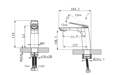 Смеситель для раковины ARROW AMP1145LF90, серый Смеситель для раковины ARROW AMP1145LF90, серый
