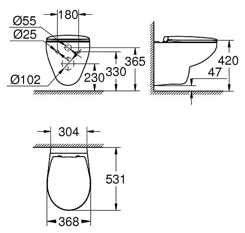 Унитаз подвесной GROHE Bau Ceramic (39351000) с сиденьем альпин-белый Унитаз подвесной GROHE Bau Ceramic (39351000) с сиденьем альпин-белый