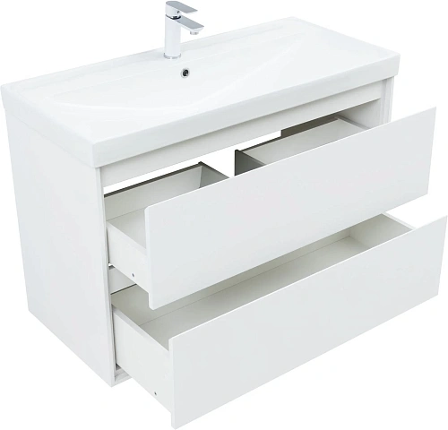 Тумба под раковину Aquanet Милан 100 белый глянец 00336370 подвесная Тумба под раковину Aquanet Милан 100 белый глянец 00336370 подвесная