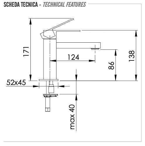 Смеситель для раковины Remer Q-Design QD11 Смеситель для раковины Remer Q-Design QD11