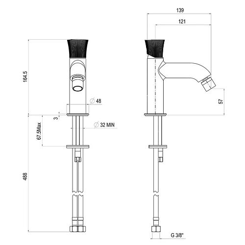 Смеситель для биде Paini Domus матовое золото PVD 18PJ304PZ Смеситель для биде Paini Domus матовое золото PVD 18PJ304PZ