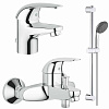 Картинка анонса товара «комплект смесителей grohe eco swift (смеситель для раковины смеситель для ванны и душевой гарнитур), 125054»