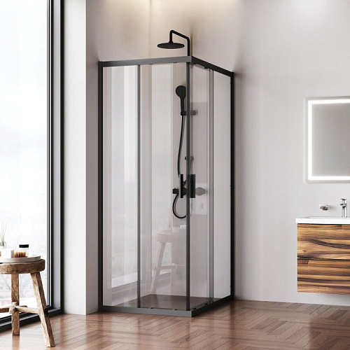 Душевой уголок AM.PM Gem W90G-403-100280-BT 100x80 черный матовый, стекло прозрачное Душевой уголок AM.PM Gem W90G-403-100280-BT 100x80 черный матовый, стекло прозрачное