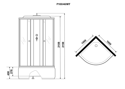 Душевая кабина Niagara Promo P100/40/MT (1000х1000х2150) Душевая кабина Niagara Promo P100/40/MT (1000х1000х2150)