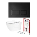 Комплект инсталляции TECE TECEspring Base K401204WCR с клавишей смыва, черн. матовый и унитазом модель R Комплект инсталляции TECE TECEspring Base K401204WCR с клавишей смыва, черн. матовый и унитазом модель R