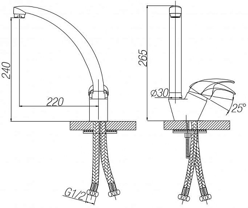Смеситель для кухни Paulmark Holstein серый, Ho212012-310 Смеситель для кухни Paulmark Holstein серый, Ho212012-310