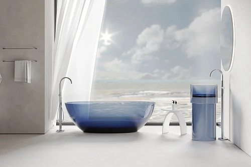 Раковина ABBER Kristall AT2701Saphir напольная, прозрачная, синяя Раковина ABBER Kristall AT2701Saphir напольная, прозрачная, синяя