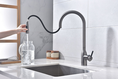 Смеситель для кухни Paulmark Universal вороненая сталь Un213880-GM Смеситель для кухни Paulmark Universal вороненая сталь Un213880-GM