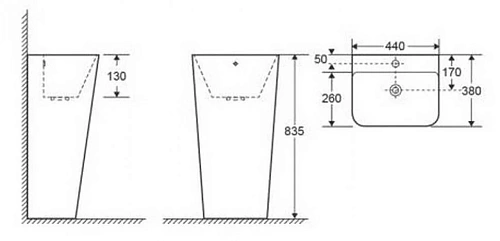 Раковина CeramaLux G302 напольная, белый Раковина CeramaLux G302 напольная, белый