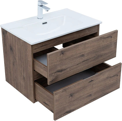 Тумба под раковину Aquanet Алвита New 70 2 ящика, дуб веллингтон табак 00334185 подвесная Тумба под раковину Aquanet Алвита New 70 2 ящика, дуб веллингтон табак 00334185 подвесная