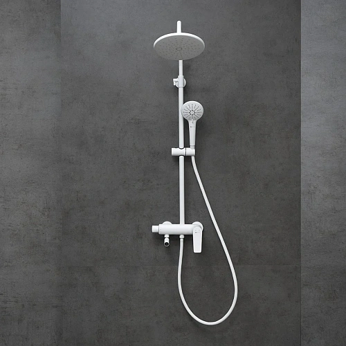 Душевая система Lemark Bronx LM3762MW с регулируемой высотой штанги, белый/матовый Душевая система Lemark Bronx LM3762MW с регулируемой высотой штанги, белый/матовый