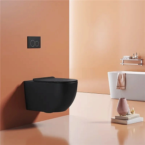 Унитаз подвесной Ceruttispa OGLIO Aria MB CT9239 безободковый черный матовый, сиденье микролифт Унитаз подвесной Ceruttispa OGLIO Aria MB CT9239 безободковый черный матовый, сиденье микролифт