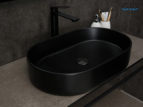 Раковина Gid Bm1479 53354 накладная черная матовая 61x38.5x12 Раковина Gid Bm1479 53354 накладная черная матовая 61x38.5x12