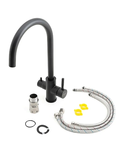 Смеситель для кухни Agger Zest A0700744 с каналом питьевой воды, матовый черный Смеситель для кухни Agger Zest A0700744 с каналом питьевой воды, матовый черный