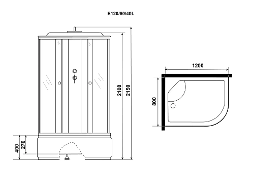 Душевая кабина Niagara Eco E120/80/40L/MT (1200х800х2150) E120/80/40L/MT Душевая кабина Niagara Eco E120/80/40L/MT (1200х800х2150) E120/80/40L/MT