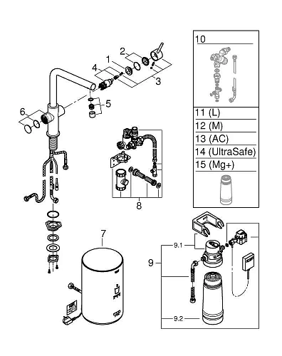 Смеситель для кухни GROHE Red Duo New с функцией кипячения воды (Водонагреватель M-size в комплекте) 30327001 Смеситель для кухни GROHE Red Duo New с функцией кипячения воды (Водонагреватель M-size в комплекте) 30327001