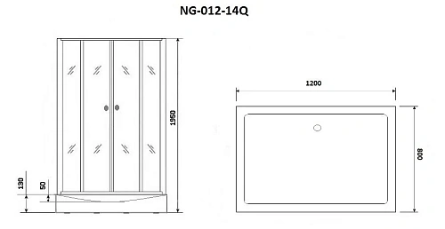 Душевой уголок Niagara NG-012-14Q (1200х800х1950) стекло матовое 0121422Q Душевой уголок Niagara NG-012-14Q (1200х800х1950) стекло матовое 0121422Q