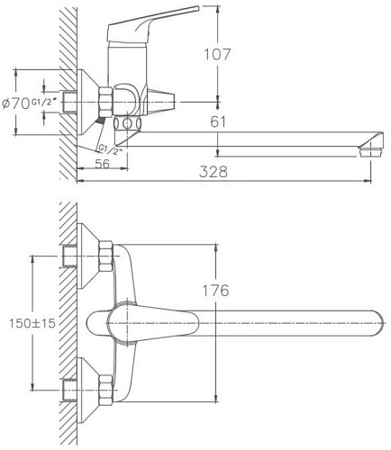 Смеситель для ванны Haiba HB2216, хром Смеситель для ванны Haiba HB2216, хром