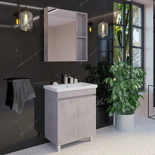 Зеркальный шкаф Comforty Осло-70 00-00006164 бетон светлый Зеркальный шкаф Comforty Осло-70 00-00006164 бетон светлый