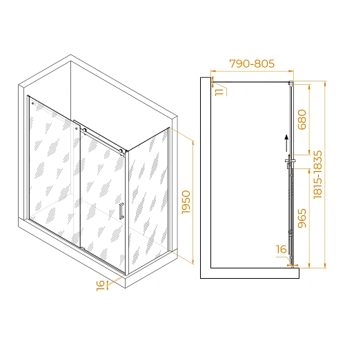 Душевой уголок RGW TO-44-1 (TO-14 + Z-060-2) 1800x800 мм 020744188-11 хром Easy Clean Душевой уголок RGW TO-44-1 (TO-14 + Z-060-2) 1800x800 мм 020744188-11 хром Easy Clean