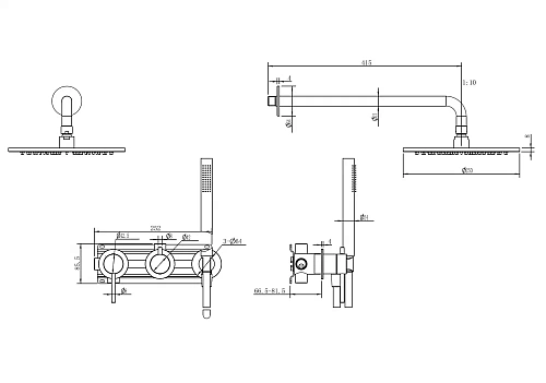 Душевая система ABBER Wasser Kreis 316 AF8118BGG скрытого монтажа без излива, оружейная сталь брашированная Душевая система ABBER Wasser Kreis 316 AF8118BGG скрытого монтажа без излива, оружейная сталь брашированная