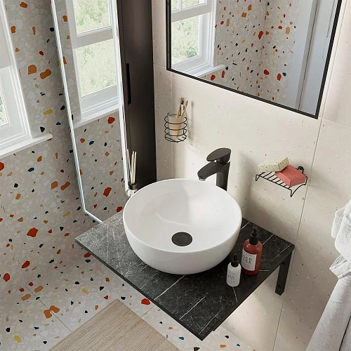 Комплект мебели DIWO Элиста 60 чёрный мрамор, с раковиной Moduo 40 RING 554737 Комплект мебели DIWO Элиста 60 чёрный мрамор, с раковиной Moduo 40 RING 554737