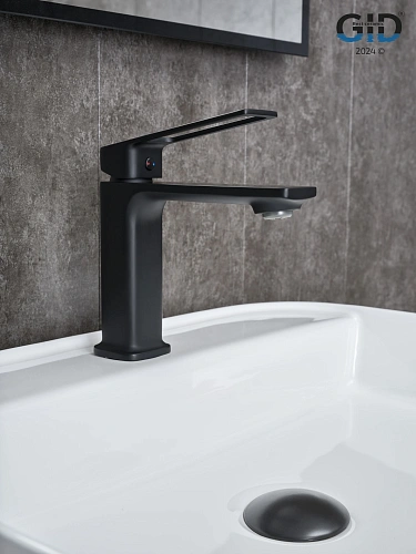 Смеситель для раковины Gid Niagara L057-BM-K L057BMK черный матовый Смеситель для раковины Gid Niagara L057-BM-K L057BMK черный матовый