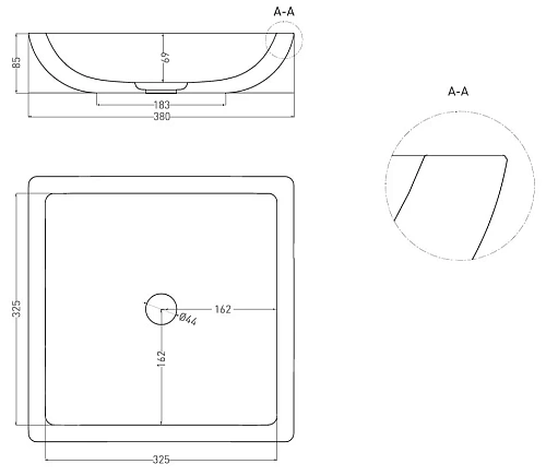Раковина Salini CALLISTA 04 1101208SM 375x375 накладная S-Stone Раковина Salini CALLISTA 04 1101208SM 375x375 накладная S-Stone