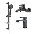 Комплект смесителей Aquatek ОБЕРОН AQ1230MB черный матовый Комплект смесителей Aquatek ОБЕРОН AQ1230MB черный матовый