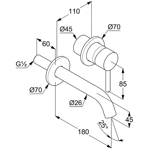 Смеситель для раковины Kludi BOZZ 382443976S встраиваемый, черный матовый Смеситель для раковины Kludi BOZZ 382443976S встраиваемый, черный матовый