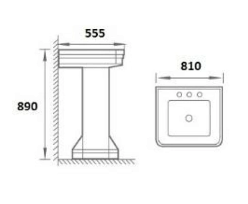 Раковина Boheme Vogue 0942-2-3 с пьдесталом, 810мм,(3 отв) Раковина Boheme Vogue 0942-2-3 с пьдесталом, 810мм,(3 отв)